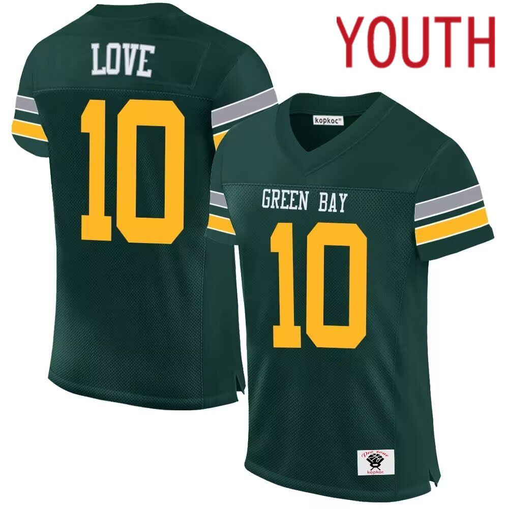 Youth  Green Bay Packers #10 Love Nike green limited 2024 NFL throwback Jersey